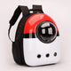 Pet backpack with a design resembling a Poké Ball on a white background