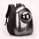 Pet backpack with bubble window design on a white background