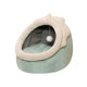 Pet bed with a hanging ball on a white background.