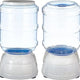 Back view of the matching white speckled pet feeder and waterer bases showing the sturdy design.