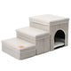 Pet staircase with a small enclosed area on white background.