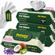 Four packs of Petazy lavender hypoallergenic pet wipes 100-count each featuring 4 bonus textured grooming gloves.