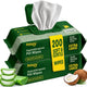 Two packs of Petazy unscented hypoallergenic pet wipes with coconut oil and aloe vera, 200 soft and gentle full body wipes.