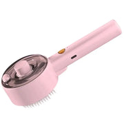 Pink hair brush with bristle head on a white background
