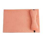 pink-pet-bed-textured-pillow-cheerful | Pink pet bed with soft textured pillow for a bright and cozy napping spot