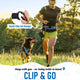 Man running with his dog using a hands-free portable dog water bottle clipped to a belt