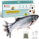 Potaroma realistic flopping silver fish cat toy with retail box, catnip pouch, and USB charging cable.