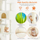 High-quality material specifications diagram for the Beige variant highlighting natural sisal rope scratching posts and pet-friendly soft plush fabric.