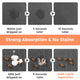 Infographic showing water and milk absorption on a pet mat within 10 seconds for solid-liquid separation.