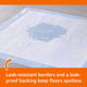 Close-up of liquid absorbing into a quilted leak-resistant puppy pad with leak-proof border