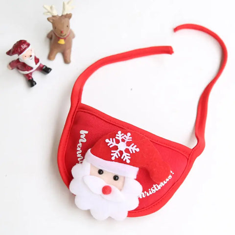 Red Santa Claus-themed eye mask with a snowflake design on a white background