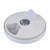 Round electronic device with digital display on a white background
