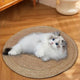 Round woven pet basket with plush interior and natural materials.