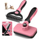 professional-pet-slicker-brush-undercoat-grooming-tool	High-angle view of a bl and black professional pet grooming brush with stainless steel bristles designed for gentle undercoat remova[otd
