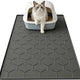 Black non-slip silicone cat litter trapping mat with hooded litter box
