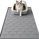 Dark grey silicone cat litter mat with hooded litter box and ragdoll cat