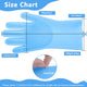 Size chart diagram for silicone pet grooming gloves showing dimensions.