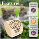 SleekEZ features for cats including gentle fur removal and fast no-pull cleanup with cat background.