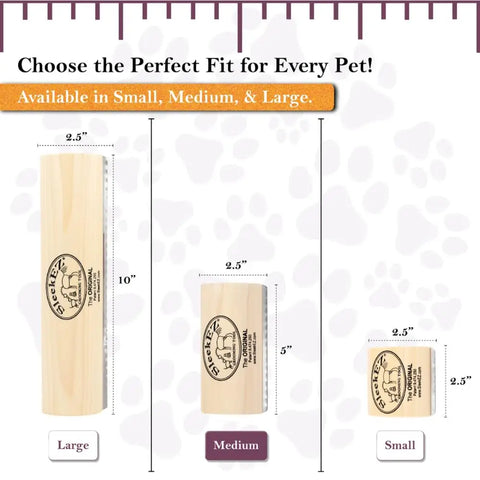 Size comparison chart for SleekEZ tools: Large 10 inch, Medium 5 inch, and Small 2.5 inch options.