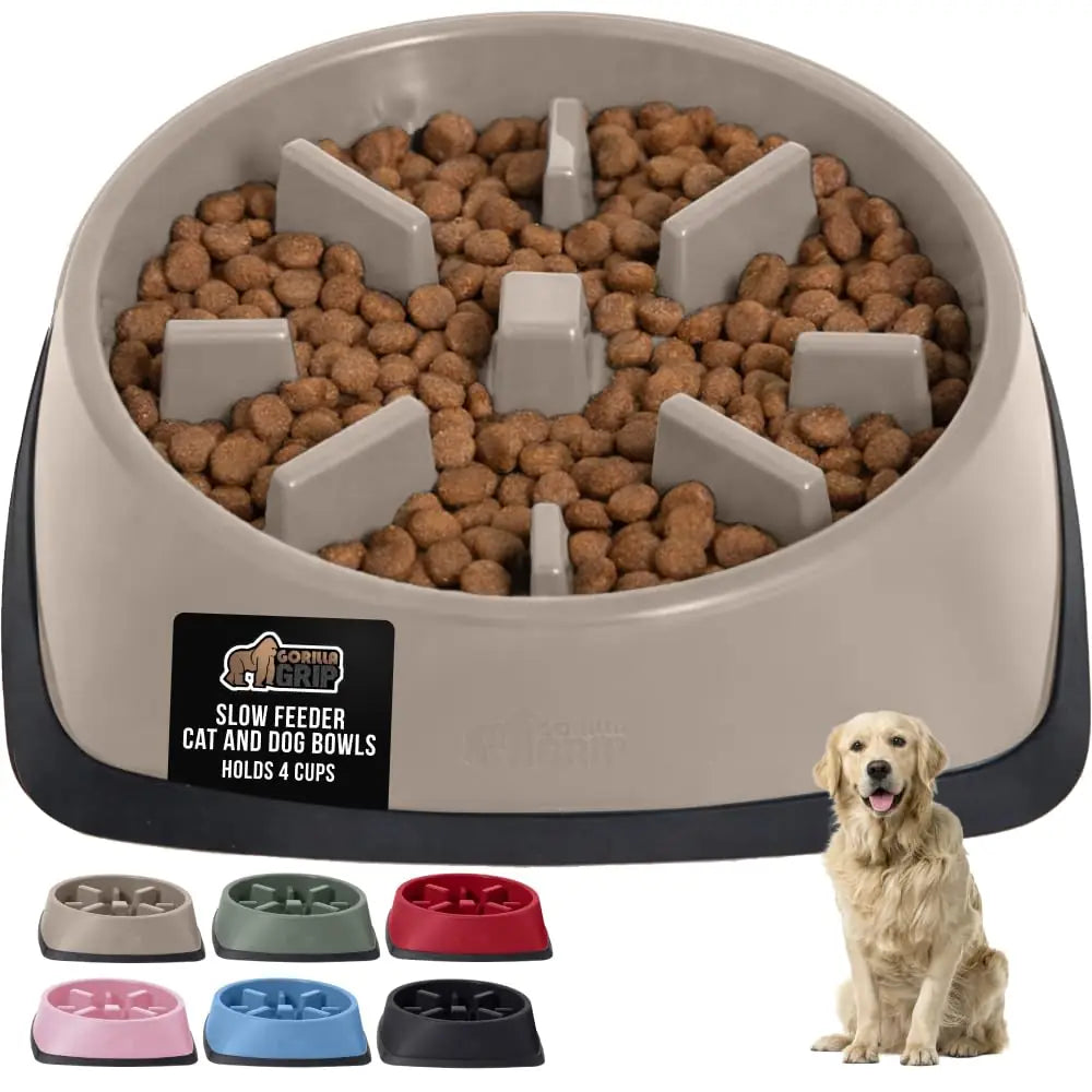 GORILLA GRIP Slow Feeder Dog Bowl | Stop Bloat | PawVortex