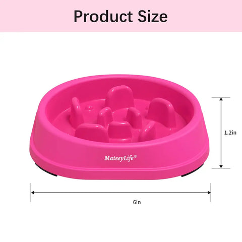 Size specifications for the small slow feeder bowl measuring 6 inches in diameter and 1.2 inches in height.