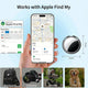 Dimensions of a 31mm smart tracker shown with Apple Find My app interface.