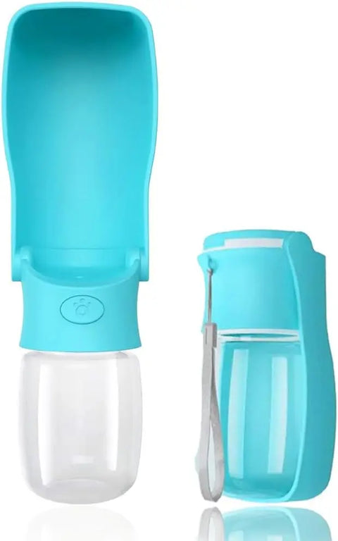 Lake blue Soicta 12 oz portable pet water dispenser open and folded