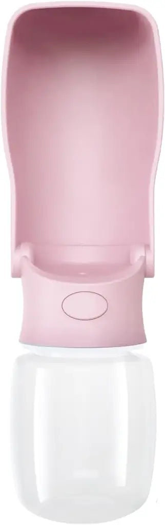 Pink 12 oz Soicta portable dog water dispenser with open drinking trough