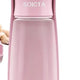 Compact pink Soicta portable dog water bottle with folded trough