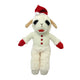 Standing Lamb Chop holiday dog toy with red buttons and a Santa hat.