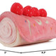 Side profile measurement view of the strawberry roll cake plush dog toy.