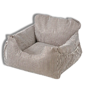 Striped pet bed on a white background