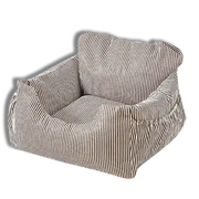 Striped pet bed on a white background