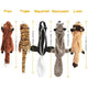Size dimension chart for plush animal dog toys showing lengths for the fox, tiger, squirrel, raccoon, and lion ranging from 17.72 to 21.26 inches.