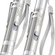 Set of 2 silver stainless steel TBTEEK laser pointer pens for cats with wrist lanyards and pocket clips