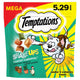 Temptations ShakeUps Clucky Carnival Mega pouch 5.29oz with chicken, turkey, and catnip flavors.
