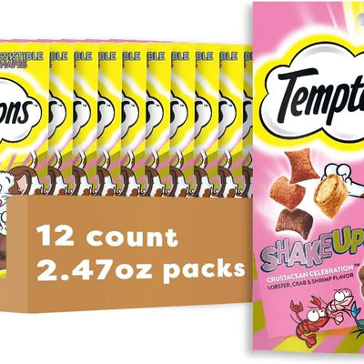 Temptations Cat Treats ShakeUps | Crustacean Celebration | Crunchy & Soft Seafood Bites | 5.29 oz, 2-Pack & 12-Pack