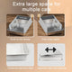 Product feature highlights of a durable thickened stainless steel cat litter pan with upgraded high load capacity and anti track pedal.