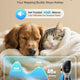 Whisper-quiet 40dB pet grooming clipper shown next to a sleeping dog and cat to illustrate low-vibration and stress-free trimming.