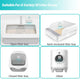 Universal litter box health monitor system on light blue background.