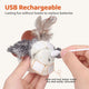 USB rechargeable mechanism and hook-and-loop closure for sparrow cat toy