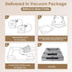 Step-by-step instructions to unbox, assemble, and fluff the vacuum-sealed orthopedic dog bed
