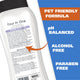 Back label of Wahl 4 in 1 dog shampoo highlighting pH balanced alcohol free and paraben free formula