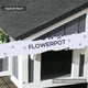 Detailed view showcasing the weatherproof asphalt roof and water-resistant non-toxic paint on the wooden cat house.