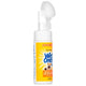 Side profile view of Wet Ones for Pets antibacterial dog paw cleansing foam bottle with brush head applicator.