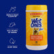 Infographic showing Wet Ones pet wipes benefits including aloe vera and quick clean up