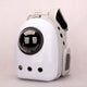 White pet backpack with a bubble window on a light pink background