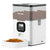 White pet food dispenser with Voluas branding on a white background