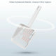 White pet scoop with grid design on a pink background.