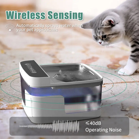 Ultra-quiet wireless motion sensing cat water fountain automatically dispensing water